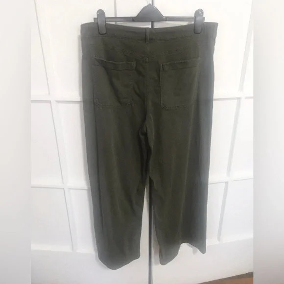New American Eagle Super High Rise Baggy Wide Leg Jeans Olive Green 16 Short - Picture 7 of 7